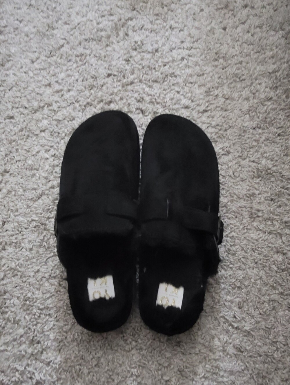 Black Faux Fur Slip-On Clogs Size 8